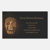 ゴシックスカルヘッド白熱［赤熱］光を放つ金ゴールドブラックタトゥーショップ 長方形シール (正面)