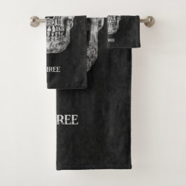 ゴシックスカルヘッド白黒カスタム バスタオルセット