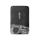 ゴシックスカルヘッド白黒カスタム バスマット (正面縦)