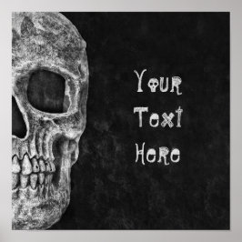ゴシックスカルヘッド白黒カスタム ポスター