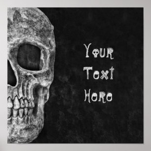 ゴシックスカルヘッド白黒カスタム ポスター