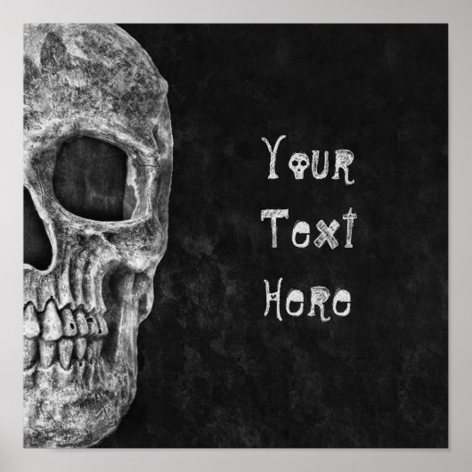 ゴシックスカルヘッド白黒カスタム ポスター (正面)