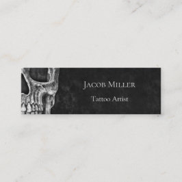 ゴシックスカルヘッド白黒タトゥーショップ スキニー名刺