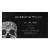 ゴシックスカルヘッド白黒タトゥーショップ マグネット名刺 (正面)