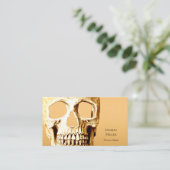 ゴシックスカルヘッド金ゴールドホワイトタトゥーショップ 名刺 (スタンド正面)