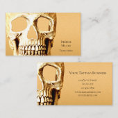 ゴシックスカルヘッド金ゴールドホワイトタトゥーショップ 名刺 (正面/裏面)