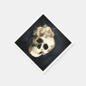 ゴシックスカルホワイトローズハロウィーン スタンダードカクテルナプキン (角)