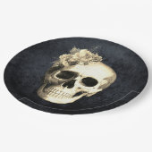 ゴシックスカルホワイトローズハロウィーン ペーパープレート (アングル)