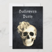 ゴシックスカルホワイトローズハローウィンパーティ 招待状 (正面)
