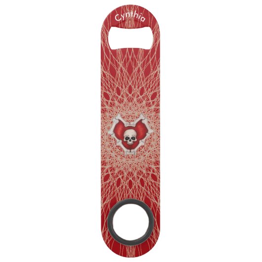 ゴシックスカルボーン赤いハート不気味緩和曲線 スピード栓抜き (正面)