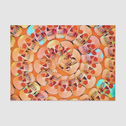 ゴシックスカルポップ・アートのアートオレンジカッコいいスパイラルパターン 薄葉紙 (正面)