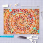 ゴシックスカルポップ・アートのアートオレンジカッコいいスパイラルパターン 薄葉紙 (クラフト)