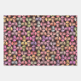 ゴシックスカルポップ・アートのアートピンクグリーンカラフルデザイン ラッピングペーパーシート