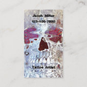 ゴシックスカルレッドティール（緑がかった色）スサイケデリックルレアル 名刺 (裏面)