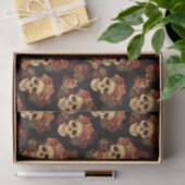 ゴシックスカルレッドローズブラックハロウィーンパターン 薄葉紙 (ギフト)