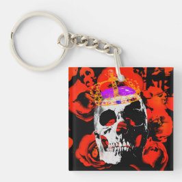 ゴシックスカルレッドローズ キーホルダー