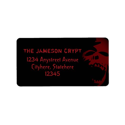 ゴシックスカルレッド&ブラックホラーテーマハロウィーン ラベル (正面)