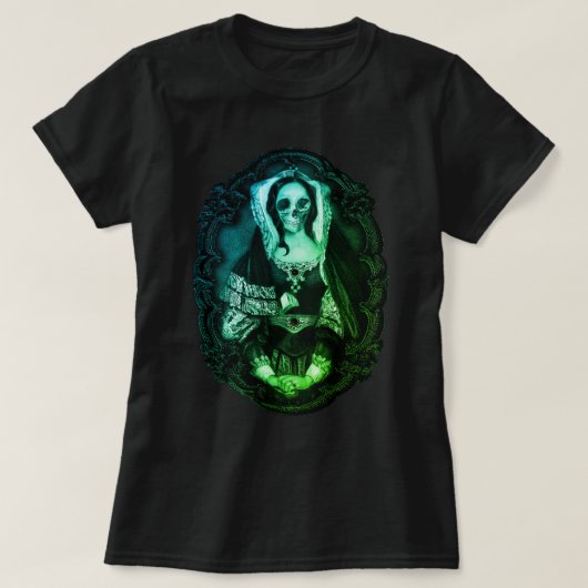 ゴシックスカルレディーグリーンTシャツ Tシャツ (デザイン正面)