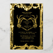 ゴシックスカルレトロハロウィン結婚ズ 箔招待状 (正面)