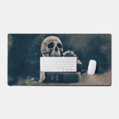 ゴシックスカルヴィンテージオールドブックスシアノタイプダーク デスクマット (キーボード&マウス)