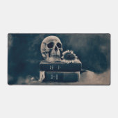 ゴシックスカルヴィンテージオールドブックスシアノタイプダーク デスクマット (正面)