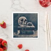 ゴシックスカルヴィンテージオールドブックスシアノタイプマカブル スタンダードカクテルナプキン (インサイチュ)