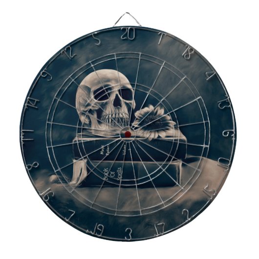 ゴシックスカルヴィンテージオールドブックスシアノタイプマカブル ダーツボード (正面)