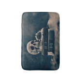 ゴシックスカルヴィンテージオールドブックスシアノタイプマカブル バスマット (正面縦)