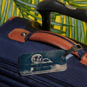 ゴシックスカルヴィンテージオールドブックスシアノタイプマカブル ラゲッジタグ