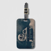 ゴシックスカルヴィンテージオールドブックスシアノタイプマカブル ラゲッジタグ (正面縦)