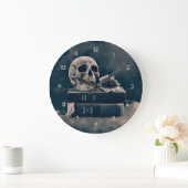 ゴシックスカルヴィンテージオールドブックスシアノタイプマカブル ラージ壁時計 (ホーム)