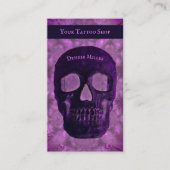 ゴシックスカルヴィンテージパープルネガティブタトゥーショップ 名刺 (正面)