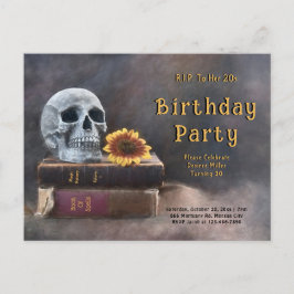 ゴシックスカルヴィンテージブックひまわりRIP To Her 20 インビテーションポストカード