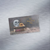 ゴシックスカルヴィンテージブックスイエローサンフラワー魔法 マグネット名刺 (インサイチュ)