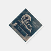 ゴシックスカルヴィンテージブックスマカブルハローウィンパーティ スタンダードカクテルナプキン (角)