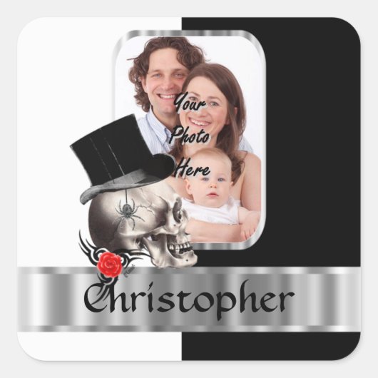 ゴシックスカル入れ スクエアシール (正面)