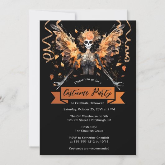 ゴシックスカル妖精の国ハロウィーン衣装パーティー 招待状 (正面)