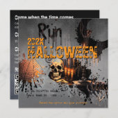 ゴシックスカル幽霊のよく出る鏡ハロウィーン 招待状 (正面/裏面)