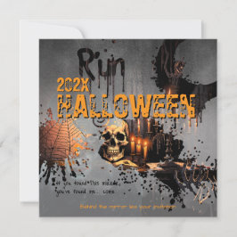 ゴシックスカル幽霊のよく出る鏡ハロウィーン 招待状