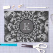 ゴシックスカル抽象芸術白黒モノグラム 薄葉紙 (クラフト)