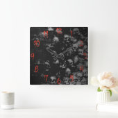 ゴシックスカル時計 スクエア壁時計 (ホーム)