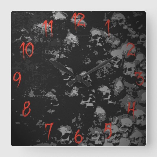 ゴシックスカル時計 スクエア壁時計 (正面)