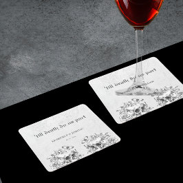 ゴシックスカル'死ぬまで私たちは一部の結婚式の引き出物 スクエアペーパーコースター