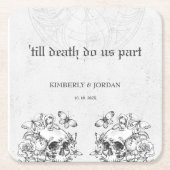 ゴシックスカル'死ぬまで私たちは一部の結婚式の引き出物 スクエアペーパーコースター (正面)