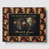 ゴシックスカル死ぬまで私たち一部のカスタムウェディング ゲストブック (正面)