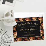 ゴシックスカル死まで私たちPart Save the Date 案内ポストカード<br><div class="desc">このゴシック様式の結婚式Save the Dateポストカードは、あなたのテキストの後ろの黒い深淵に浮かぶ不気味なスカルのパターンを特徴Till Death Do Us Part.各スカルは、あなたのロマンチックな大事な行事のために赤いバラで飾られている。彼らの空っぽの魂のない目は、死んだ花のゴシックのバラの冠と花束に対して鋭く対照的である。</div>