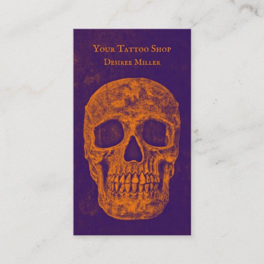 ゴシックスカル焼オレンジ紫色のテクスチャ 名刺 (正面)