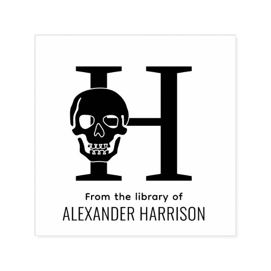 ゴシックスカル独身のはっきりしたイニシャル名帳 セルフインキングスタンプ (デザイン)