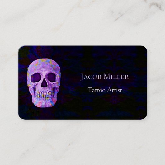 ゴシックスカル紫の青いタトグランジーアーティスト 名刺 (正面)