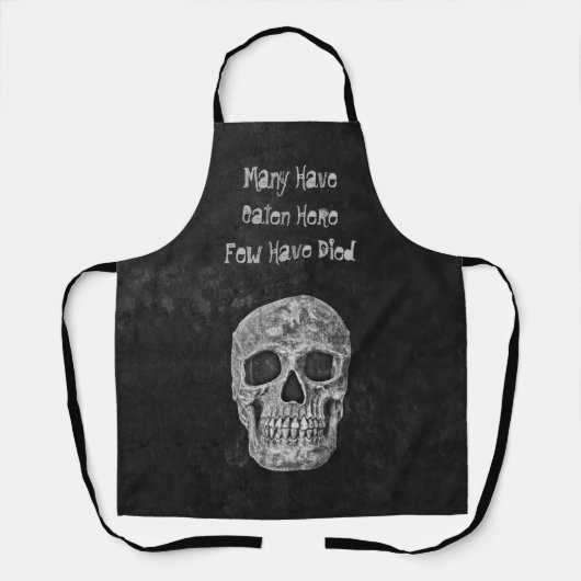 ゴシックスカル頭おもしろい白黒グランジ組織 エプロン (正面)